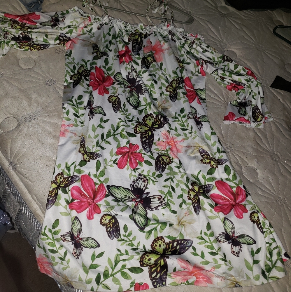 Butterfly off shoulder dress